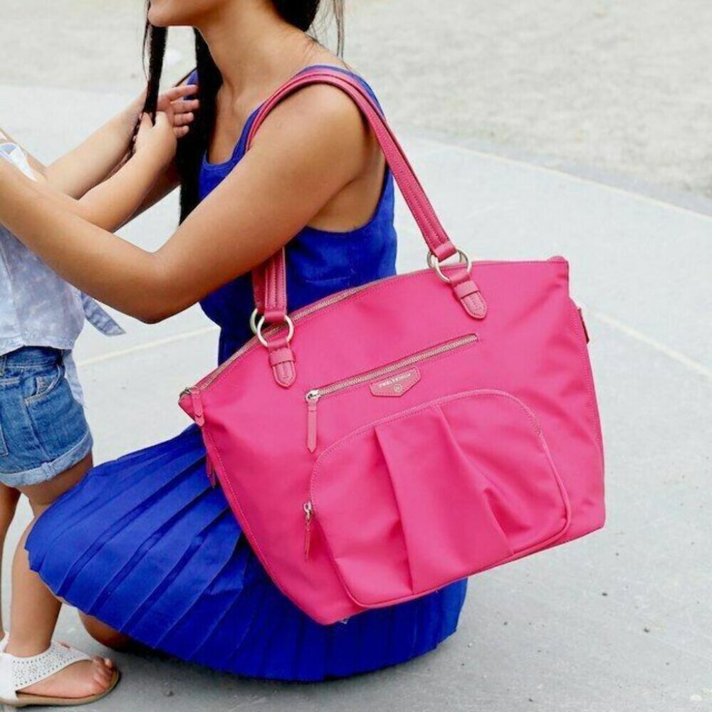 TWELVELittle Diaper Baby Bag Large Nylon Tote Pink Allure Dome Crossbody Zip - Picture 4 of 7